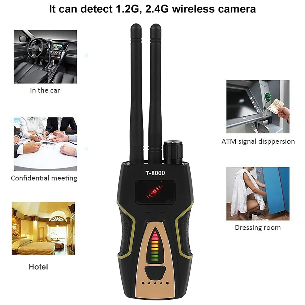 Dual Antenna RF Signal Camera Detector T-8000 Anti-Spy Bug & GPS ...